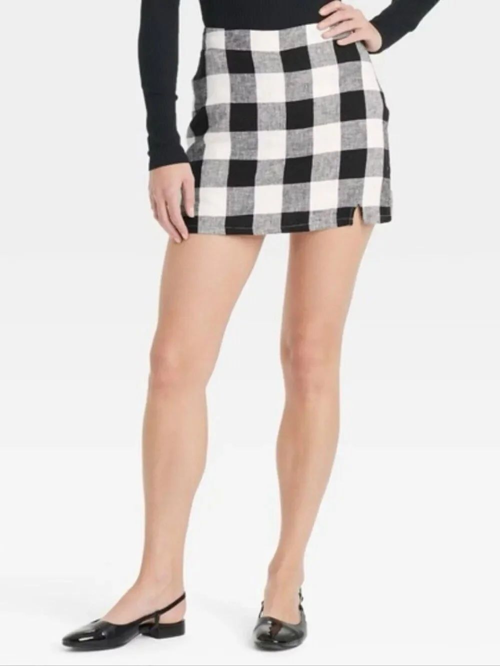 A New Day Women's High-Rise Black and White Checkered Mini Skort Size 6